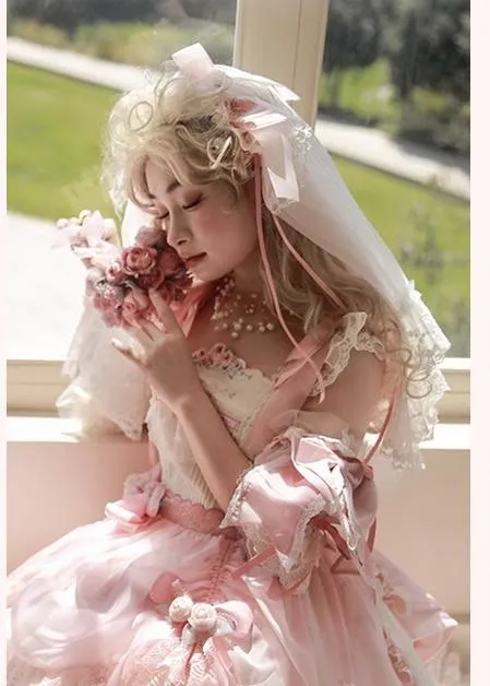 Mademoiselle Pearl~Rose Garden~Elegant Lolita Pink Headdress