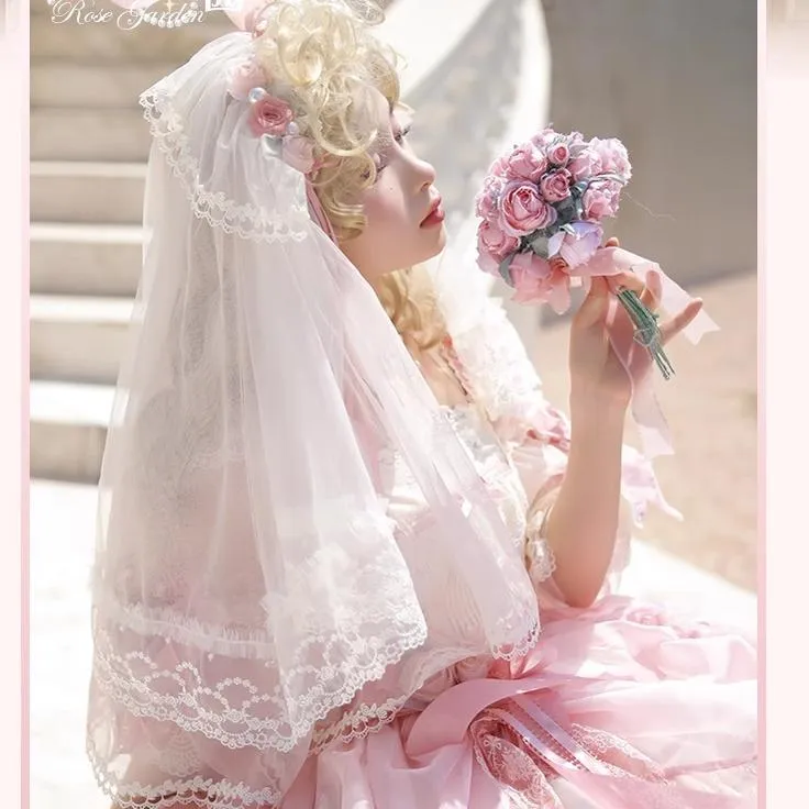 Mademoiselle Pearl~Rose Garden~Elegant Lolita Pink Headdress
