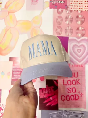 Mama Embroidered Trucker Hat- Blue