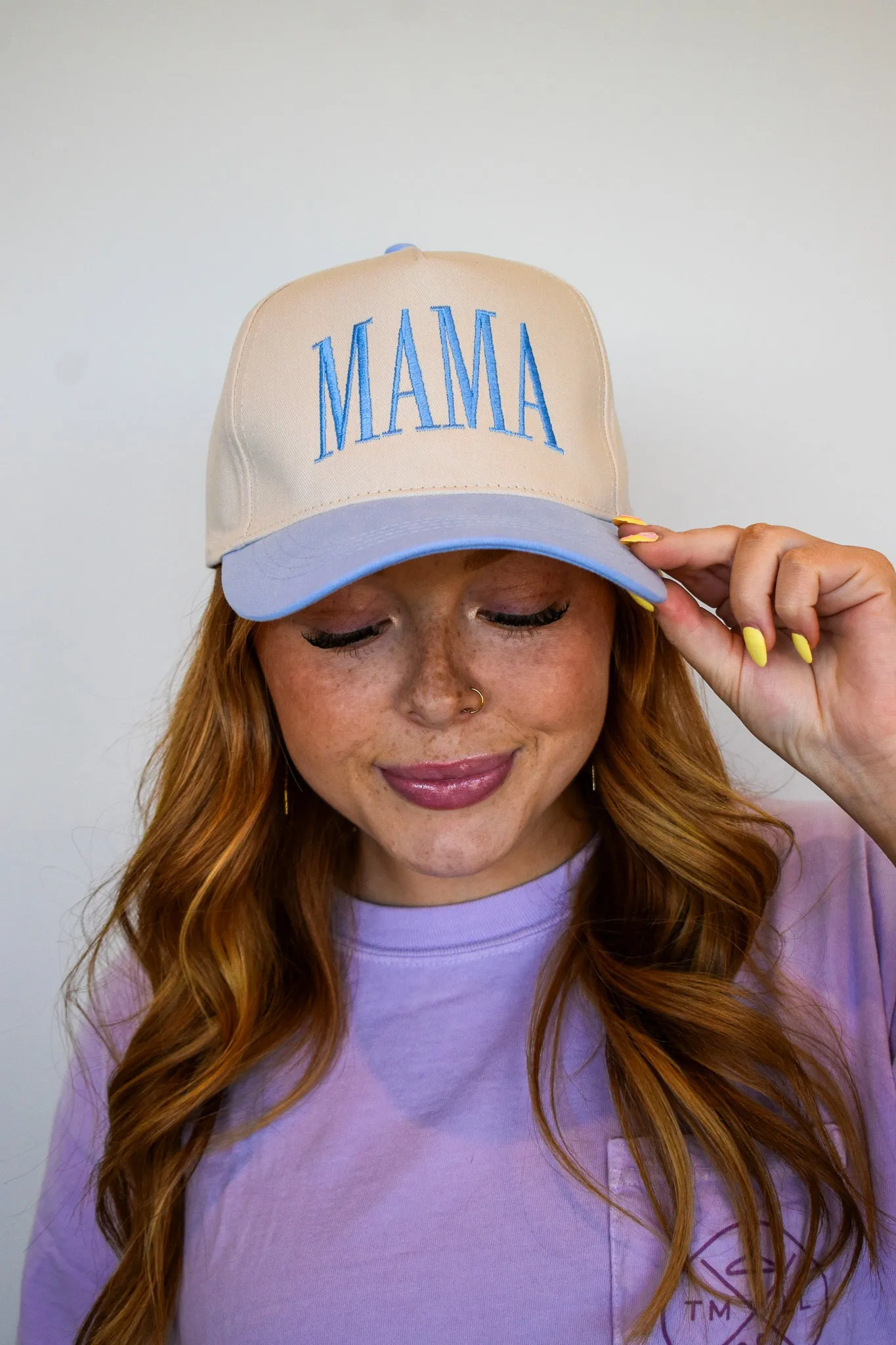Mama Embroidered Trucker Hat- Blue