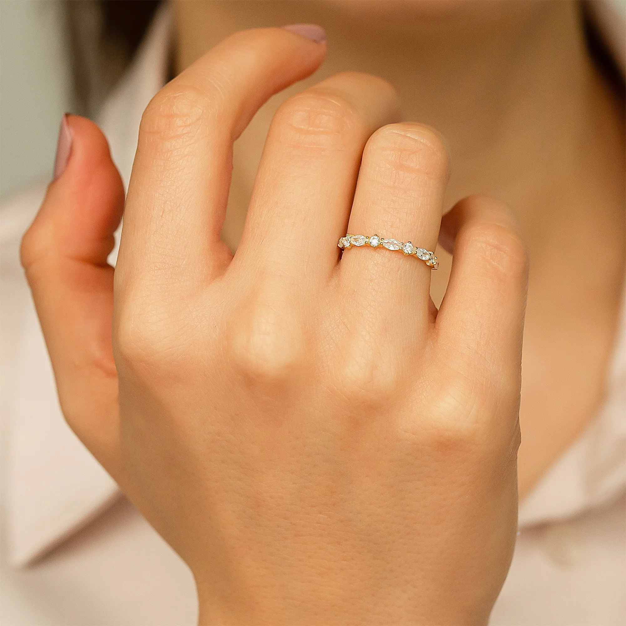Marquise Band Ring in 14K Solid Gold
