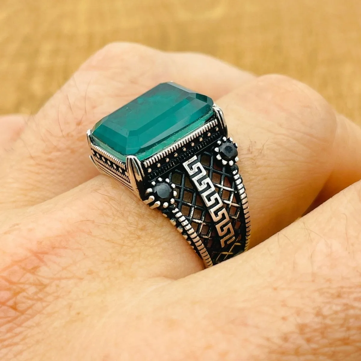 Men's Green Paraiba Ring