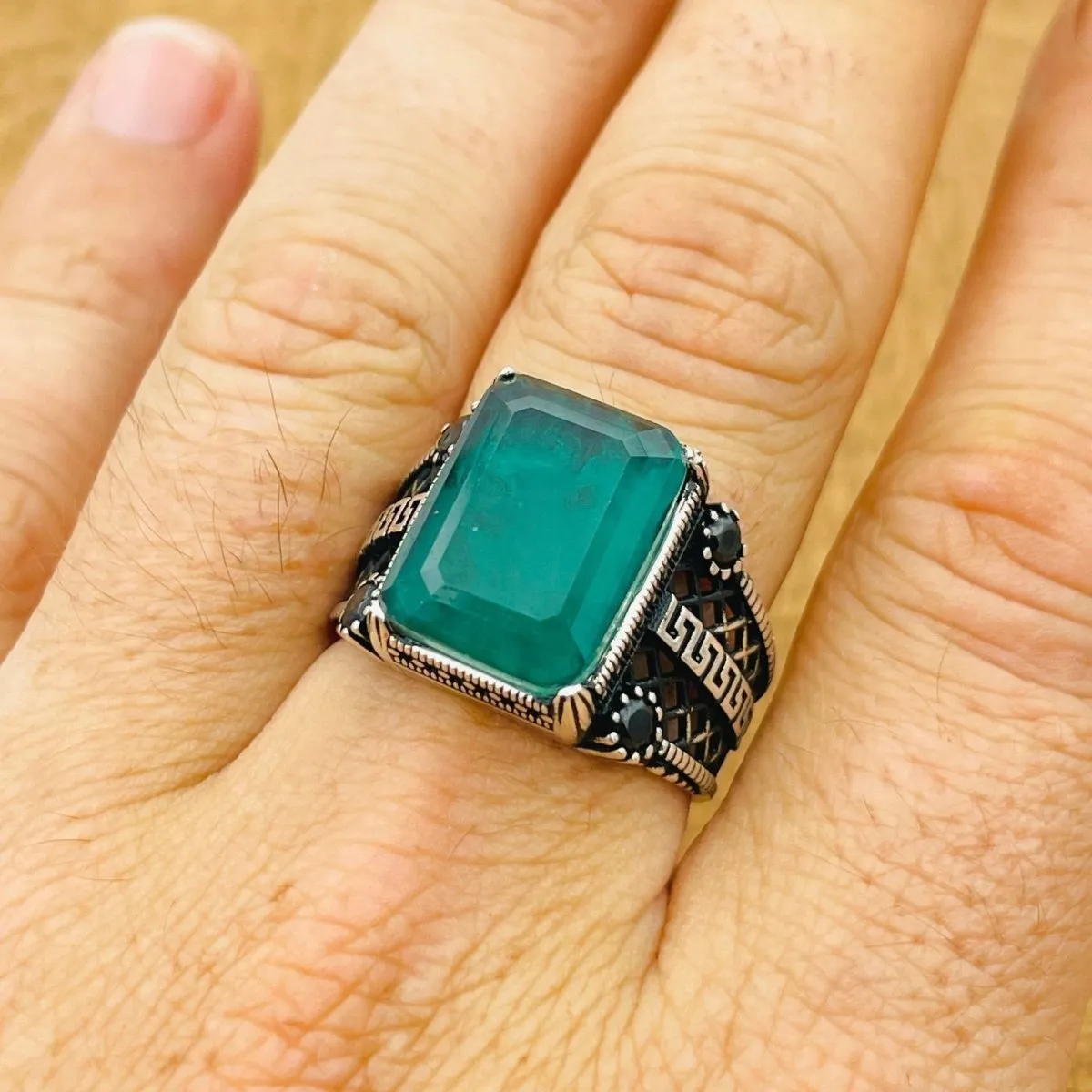 Men's Green Paraiba Ring