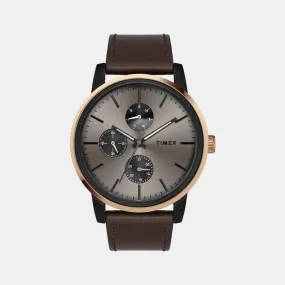 Men's Quartz Brown Dial Multi-Function Leather Watch TWEG18903