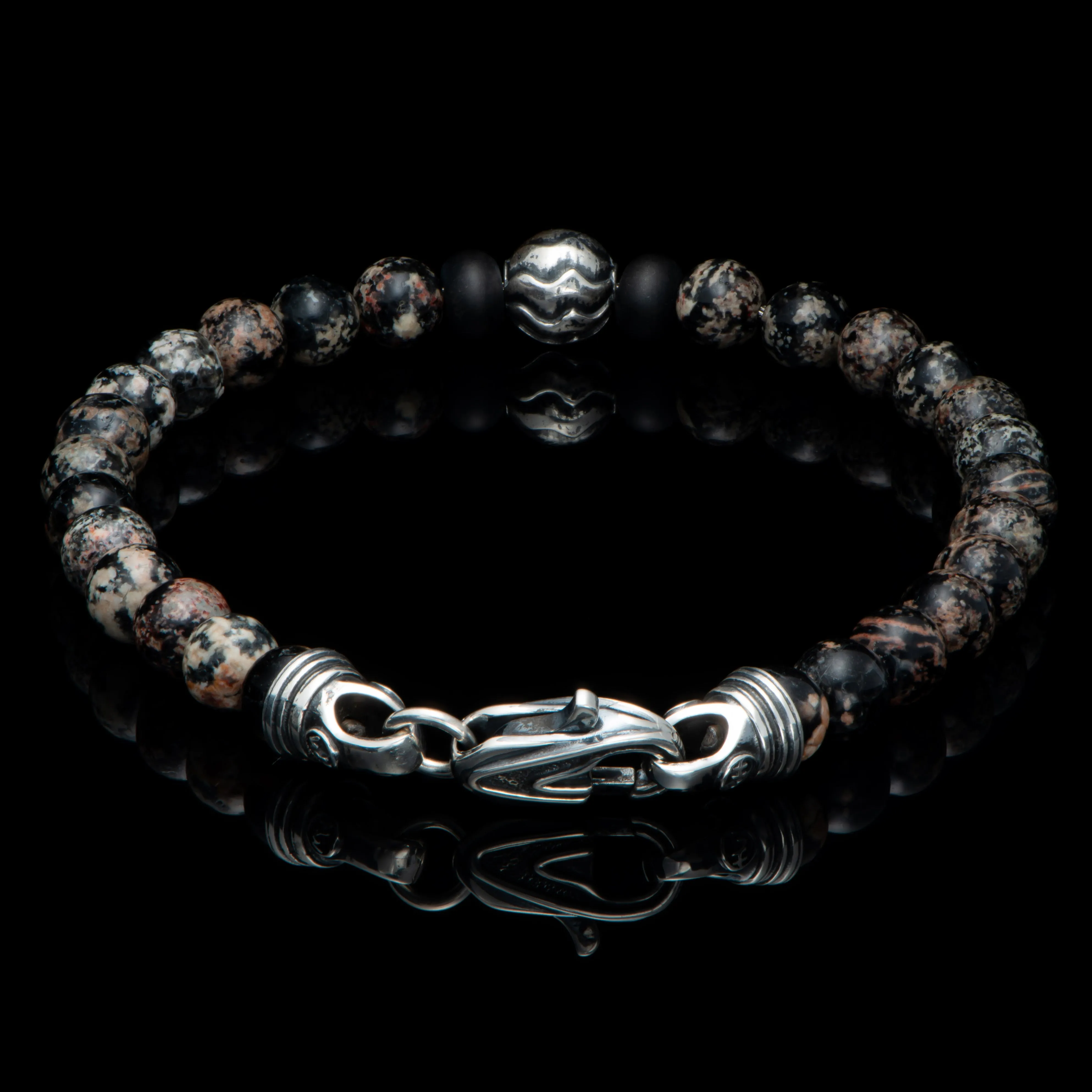 Men's Sterling Silver Red Obsidian Brookings Bracelet by William Henry Studio