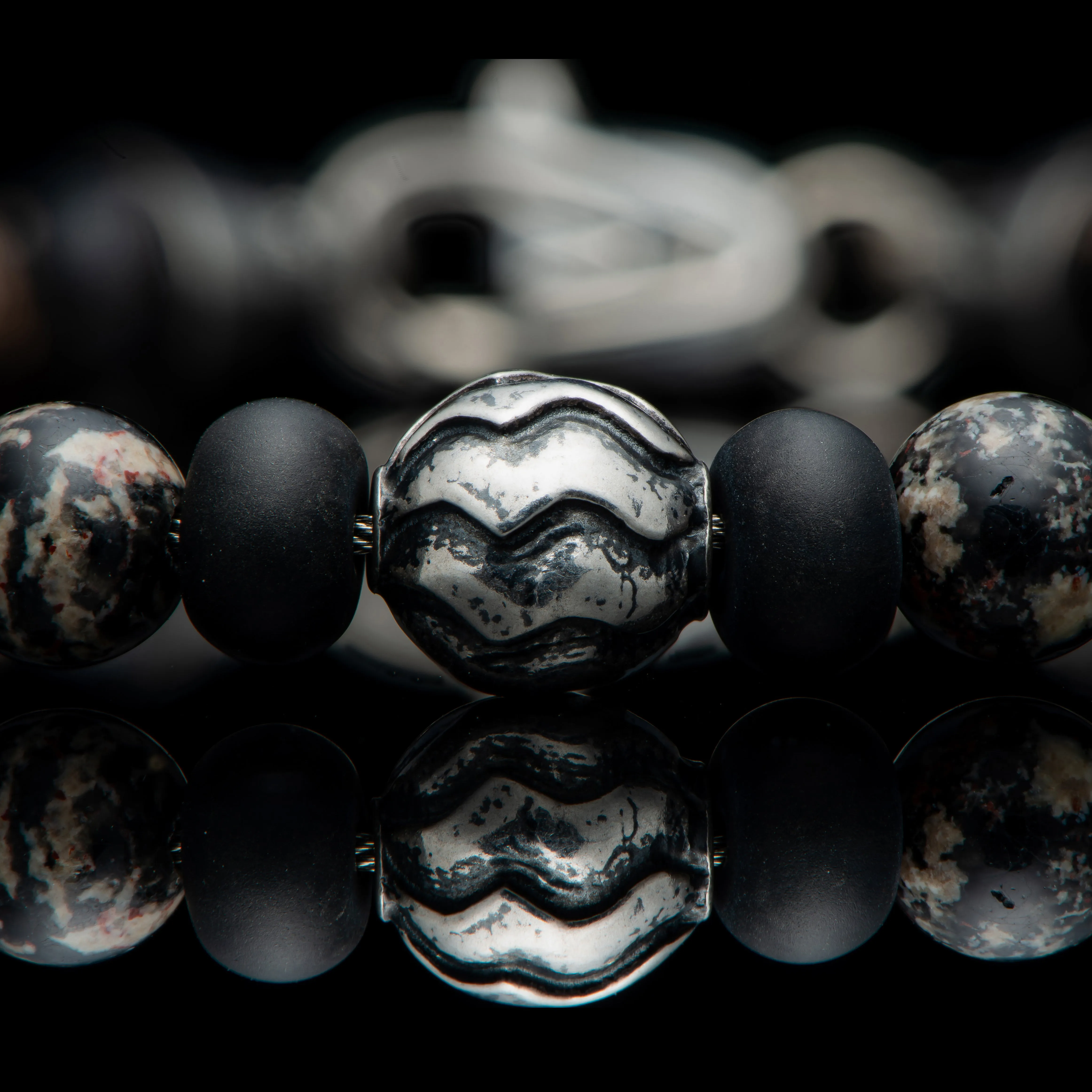 Men's Sterling Silver Red Obsidian Brookings Bracelet by William Henry Studio