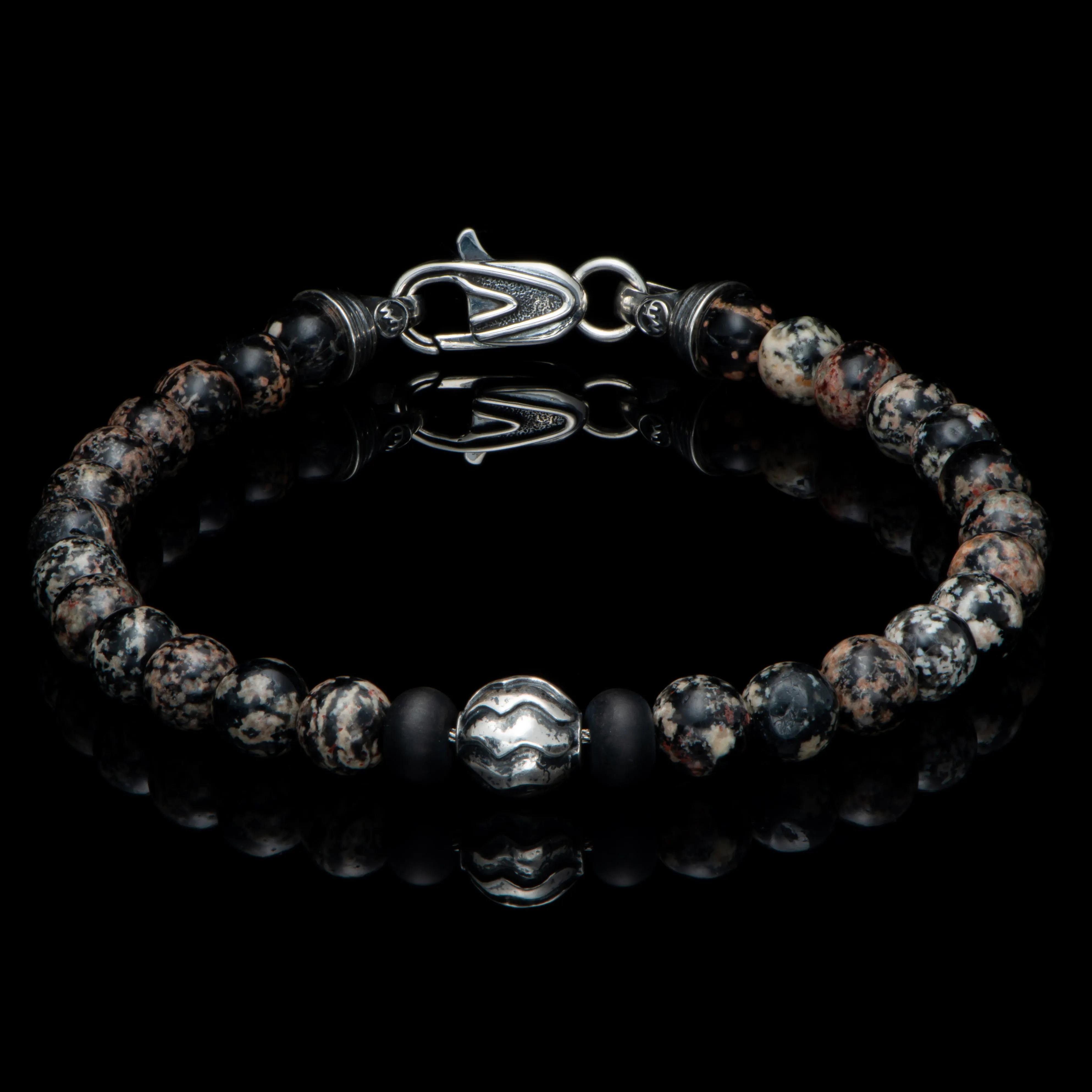 Men's Sterling Silver Red Obsidian Brookings Bracelet by William Henry Studio