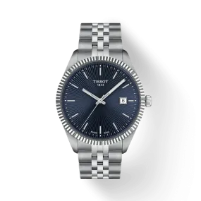 Mens Tissot 40mm Ballade Blue Dial Bracelet Watch Stainless Steel