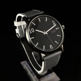 Men’s Watch, Gray Leather Band, Black Case - Taki by TOKYObay