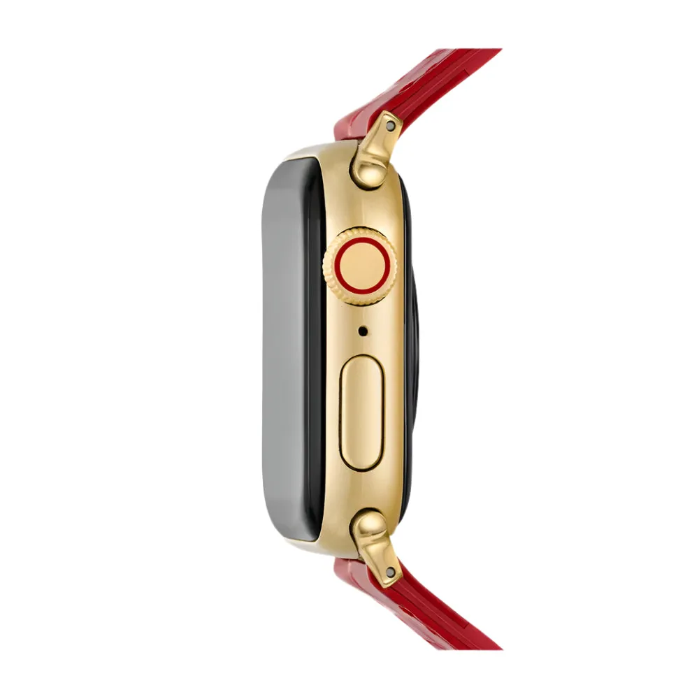 Michele 38/40/41/42mm and 42/44/45/46/49mm Ruby Red Leather Band for Apple Watch®