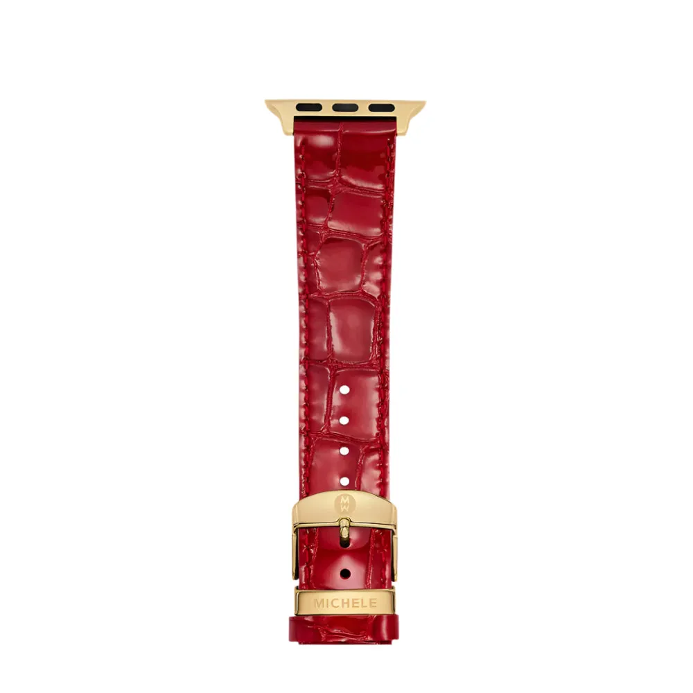 Michele 38/40/41/42mm and 42/44/45/46/49mm Ruby Red Leather Band for Apple Watch®
