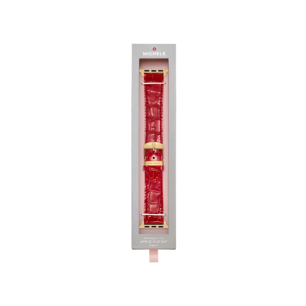 Michele 38/40/41/42mm and 42/44/45/46/49mm Ruby Red Leather Band for Apple Watch®