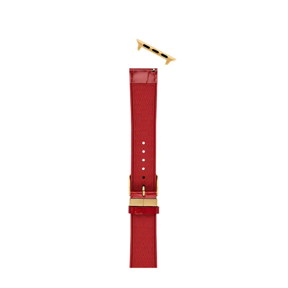 Michele 38/40/41/42mm and 42/44/45/46/49mm Ruby Red Leather Band for Apple Watch®