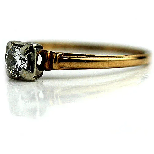 Mid-Century .35 CTW Petite Two Tone Vintage Diamond Engagement Ring
