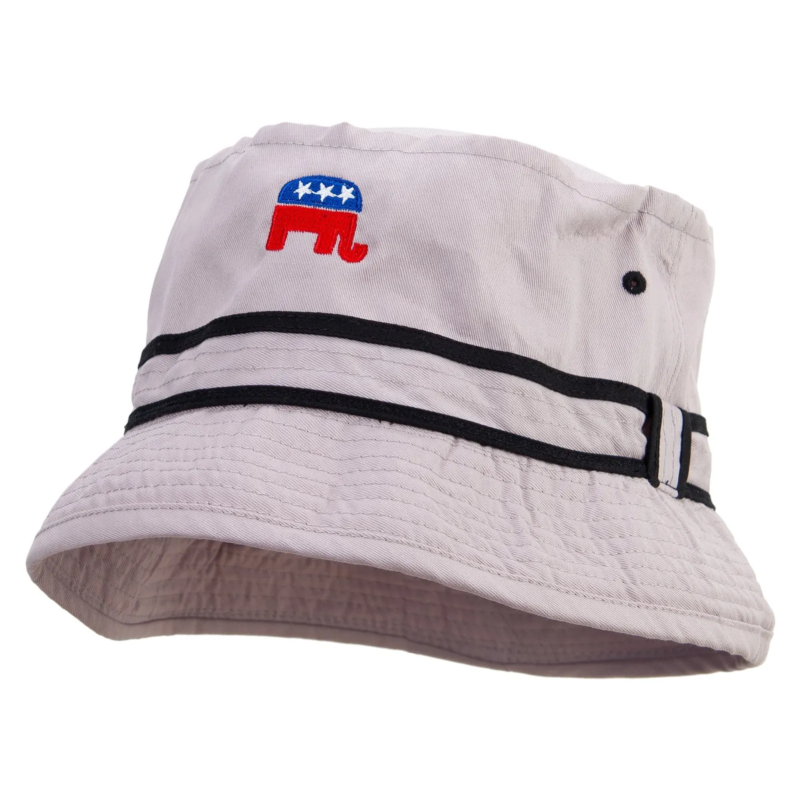 Mini Republican Elephant Logo Embroidered Big Size Striped Hat Band Fisherman Bucket Hat