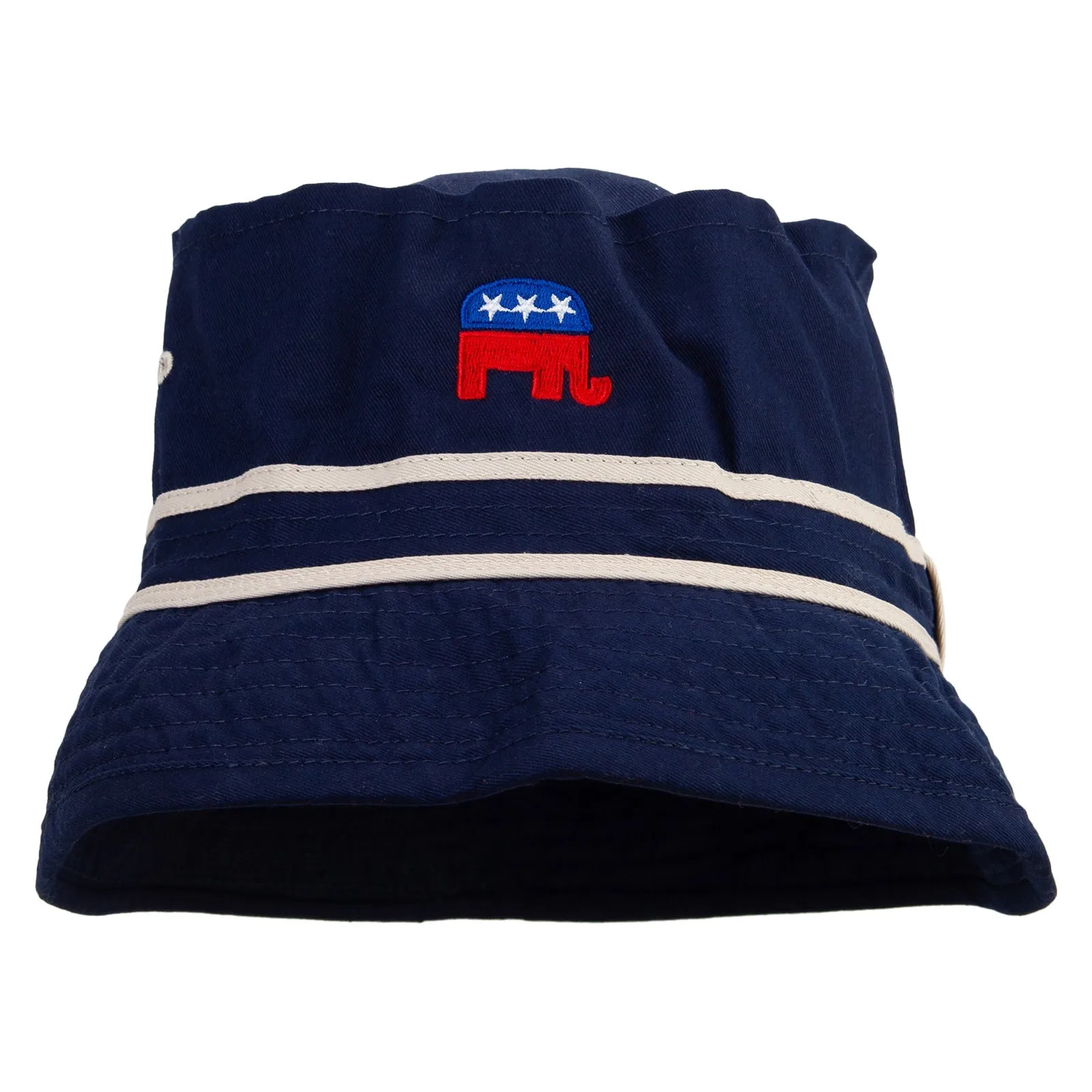 Mini Republican Elephant Logo Embroidered Big Size Striped Hat Band Fisherman Bucket Hat