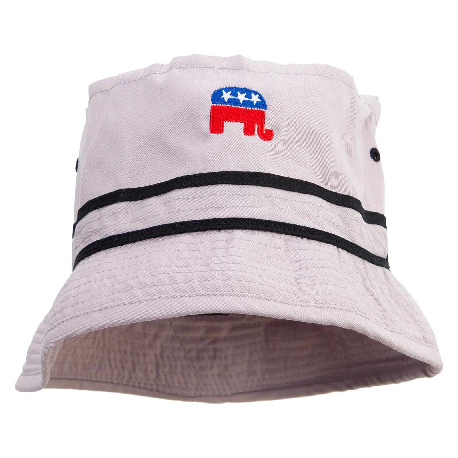 Mini Republican Elephant Logo Embroidered Big Size Striped Hat Band Fisherman Bucket Hat