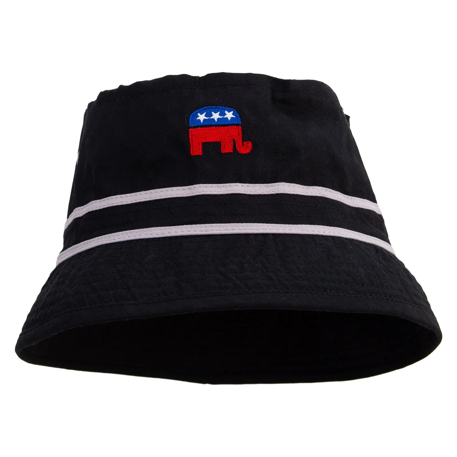 Mini Republican Elephant Logo Embroidered Big Size Striped Hat Band Fisherman Bucket Hat