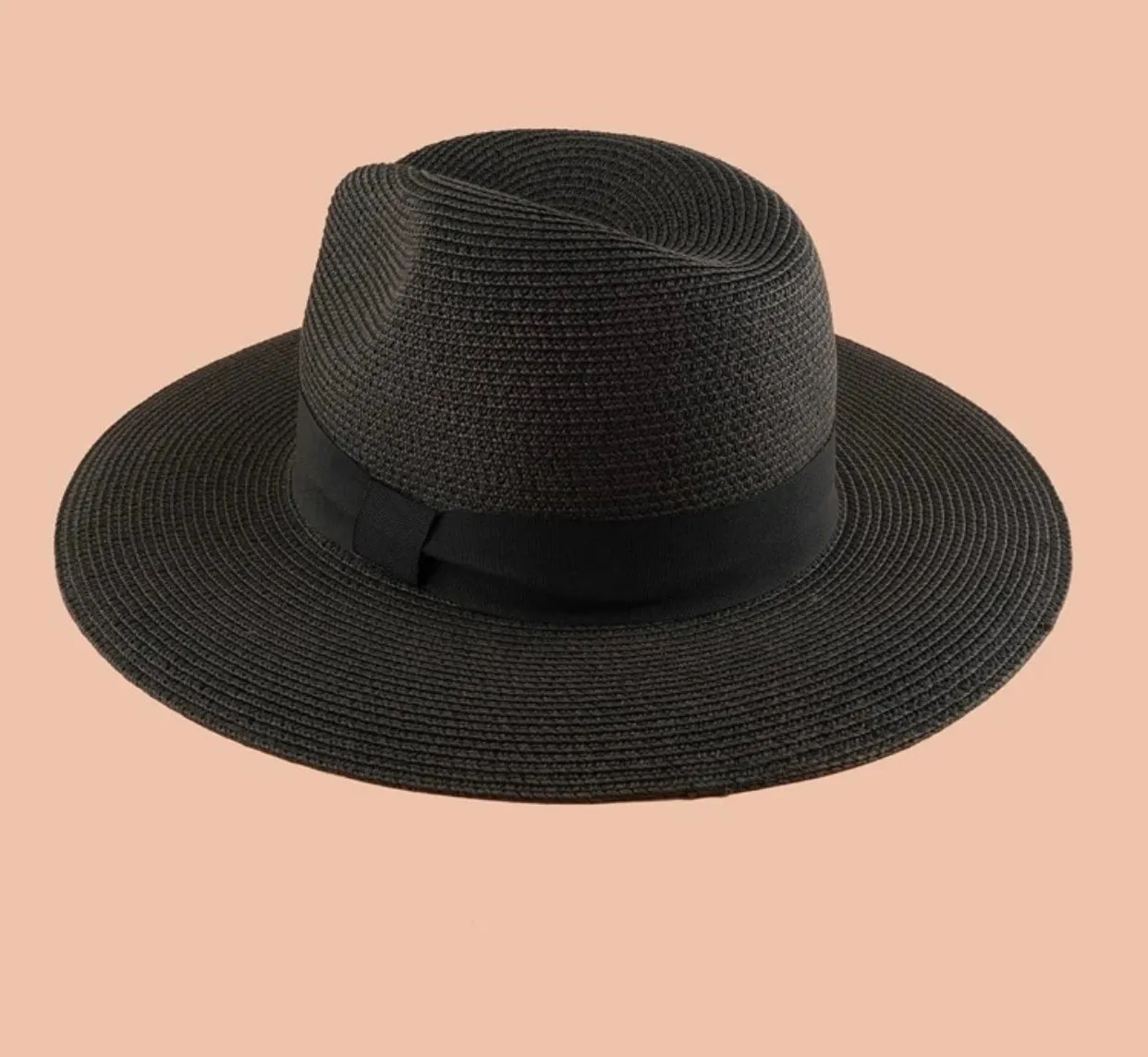 Minimalist black straw hat