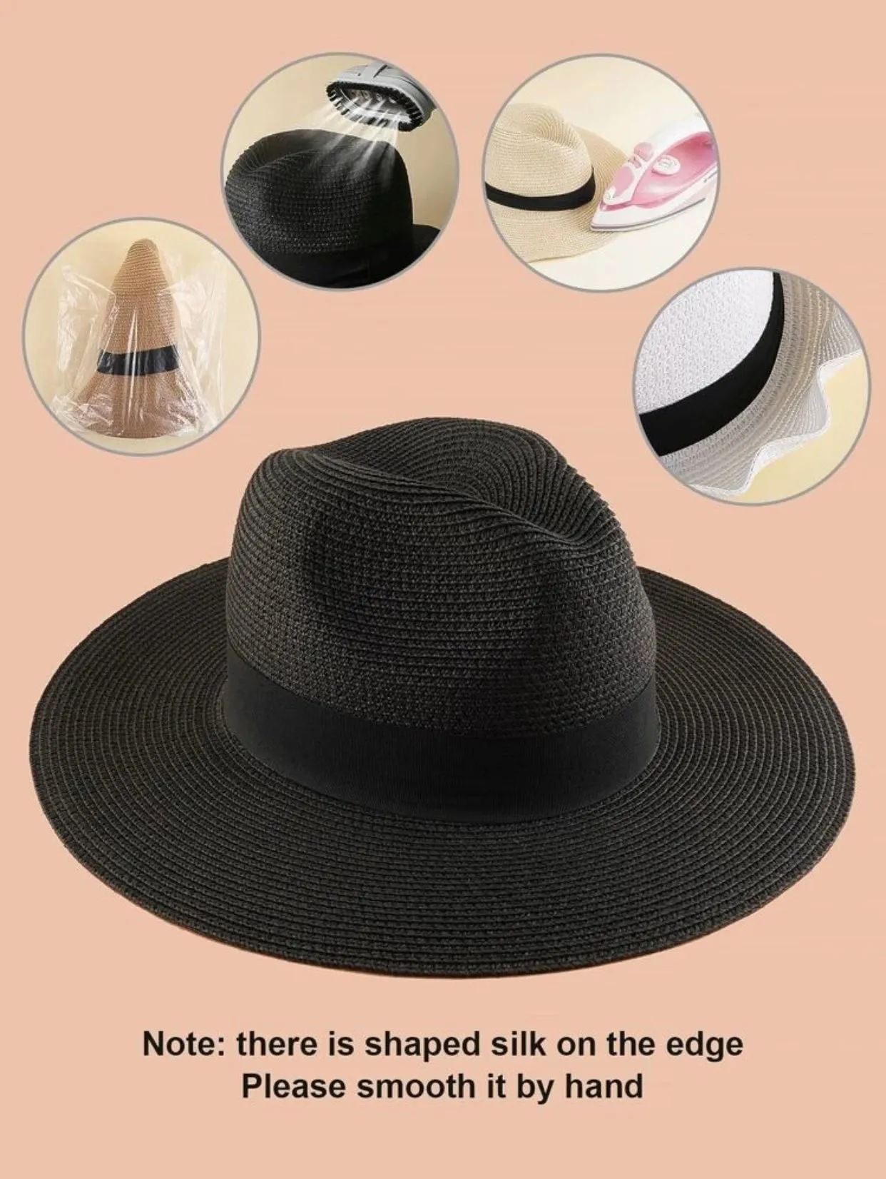 Minimalist black straw hat
