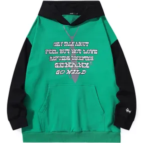 Minimalist Color Block Patchwork Letter Print Hoodies