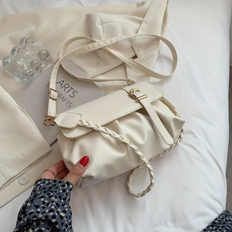 Minimalist Ruched Small Handbag Versatile Shoulder Bag, Wallet