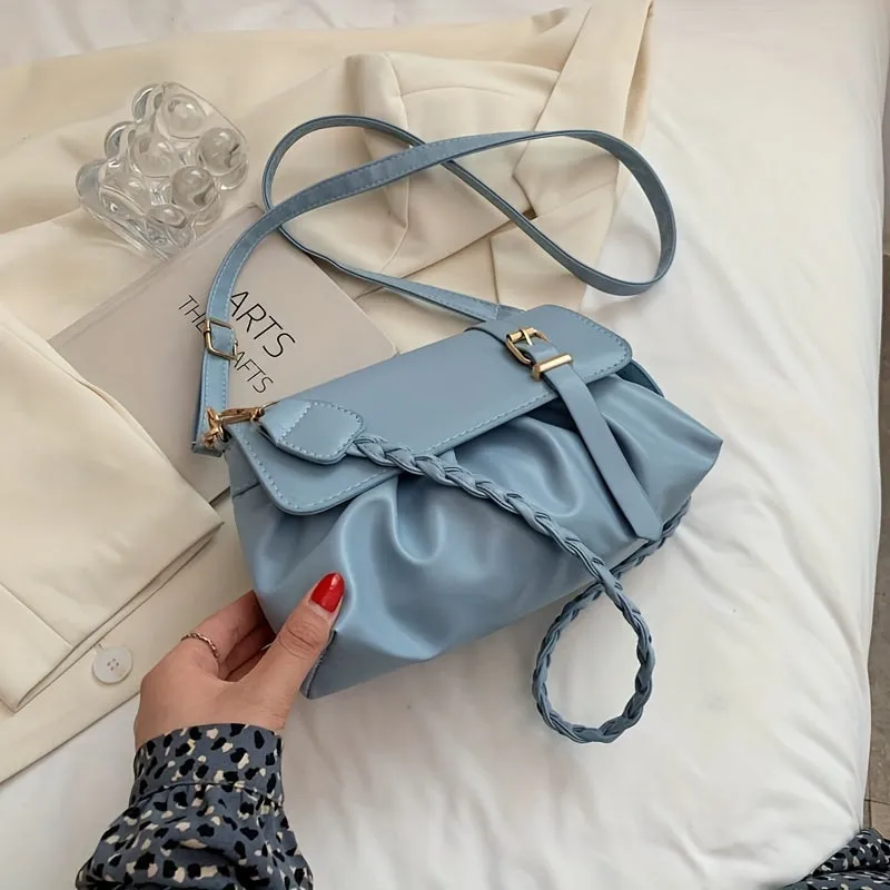 Minimalist Ruched Small Handbag Versatile Shoulder Bag, Wallet
