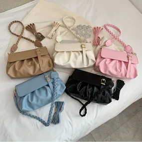 Minimalist Ruched Small Handbag Versatile Shoulder Bag, Wallet
