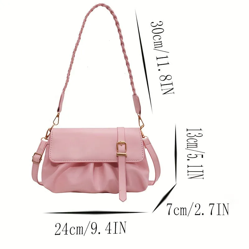 Minimalist Ruched Small Handbag Versatile Shoulder Bag, Wallet