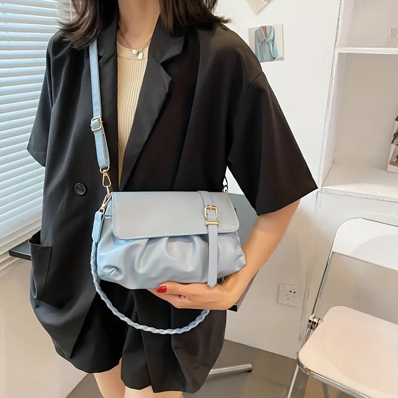 Minimalist Ruched Small Handbag Versatile Shoulder Bag, Wallet