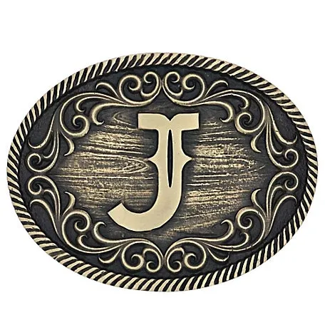 Montana Silversmiths Filigree Initial J Attitude Belt Buckle