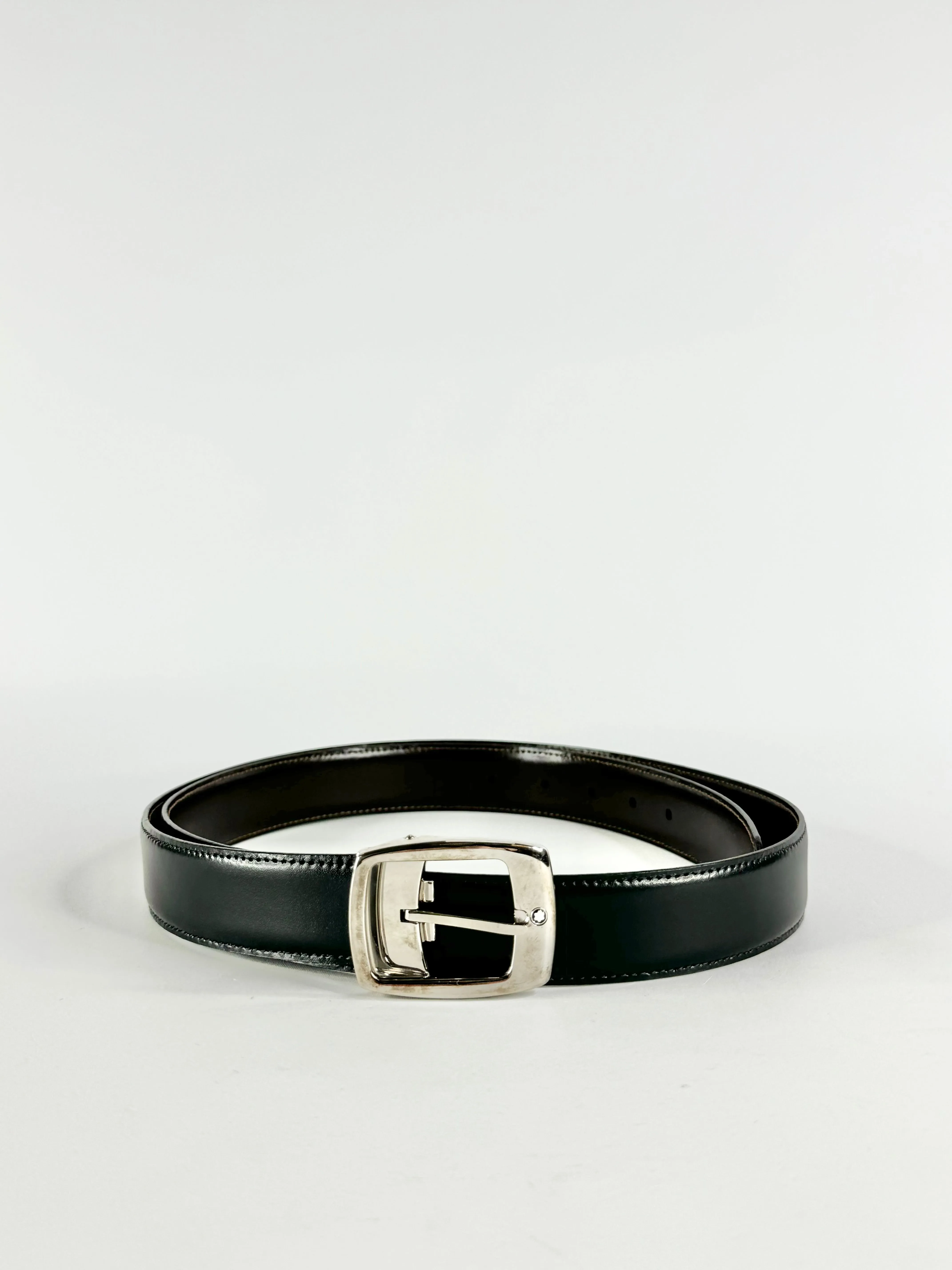 Monte Blanc Sleek Black Leather Belt