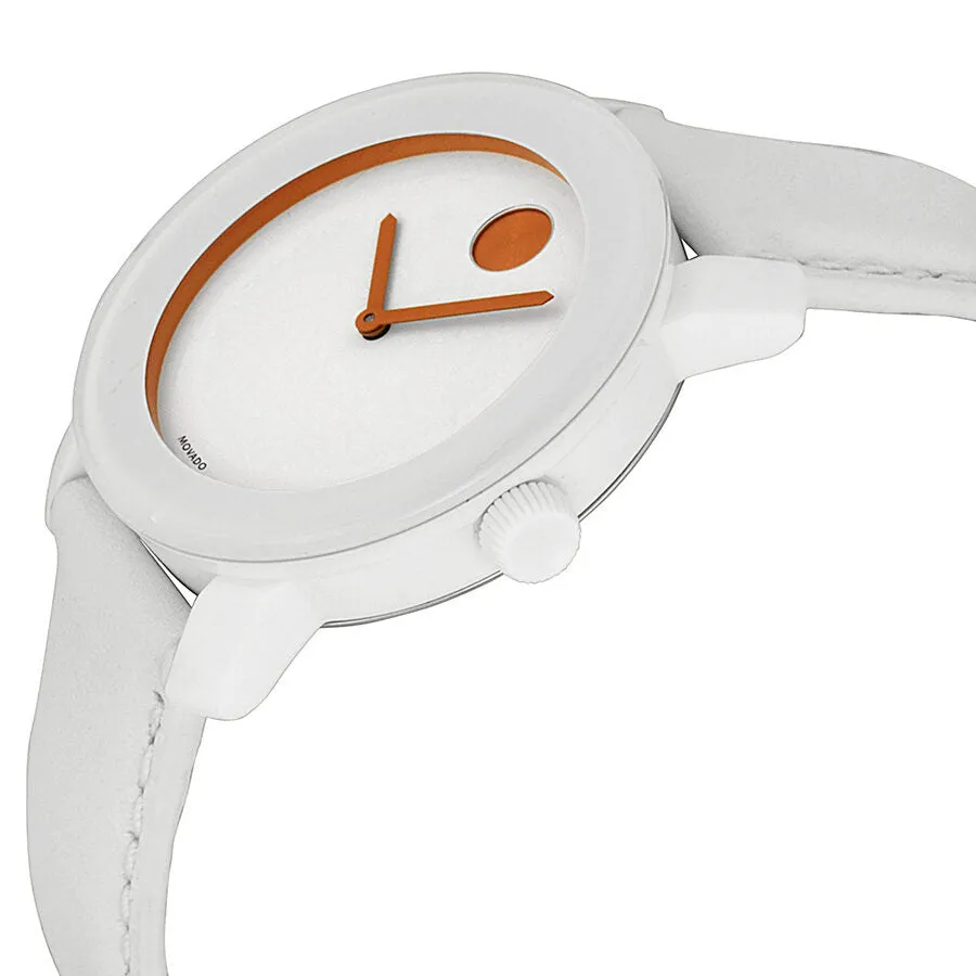 Movado Bold White Dial White Leather Strap Unisex Watch 3600153