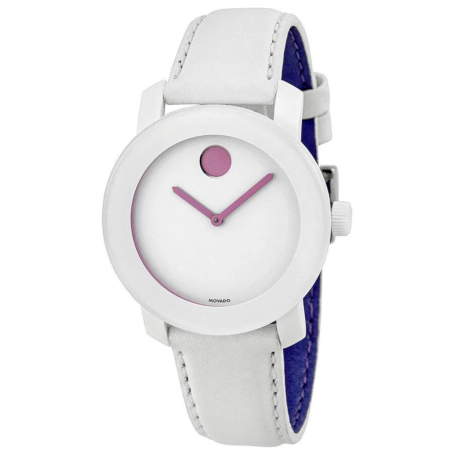 Movado Bold White Dial White Leather Strap Unisex Watch 3600155