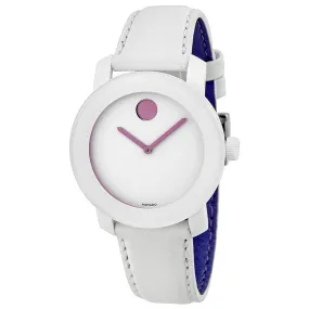 Movado Bold White Dial White Leather Strap Unisex Watch 3600155