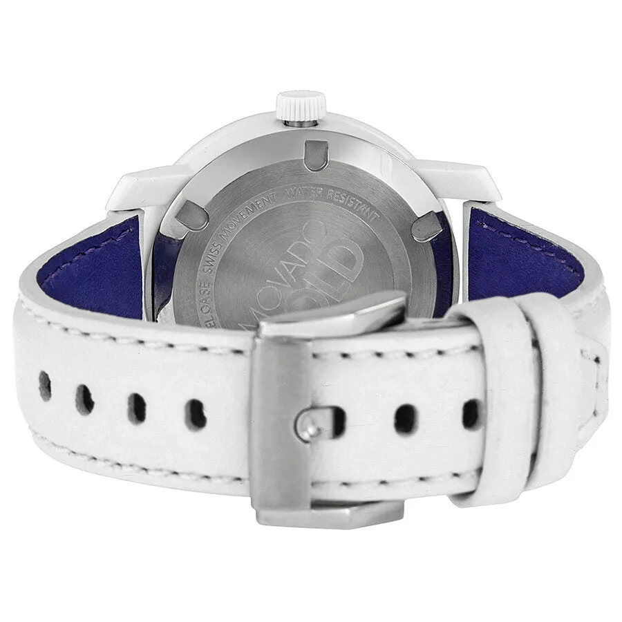 Movado Bold White Dial White Leather Strap Unisex Watch 3600155