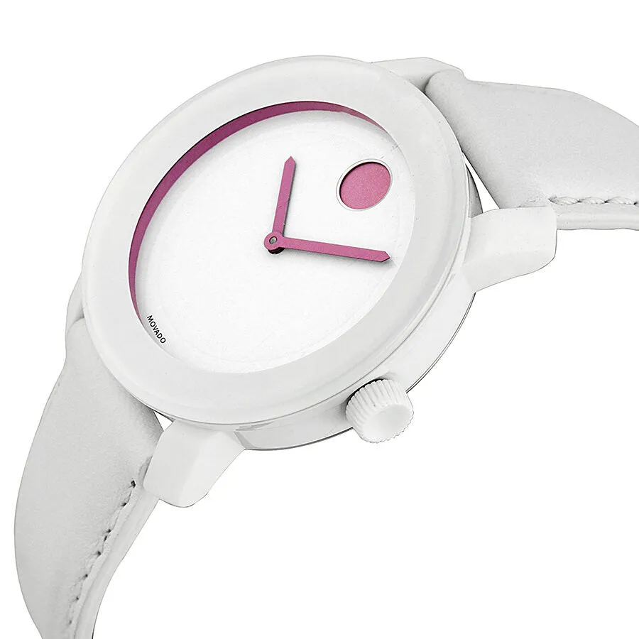 Movado Bold White Dial White Leather Strap Unisex Watch 3600155