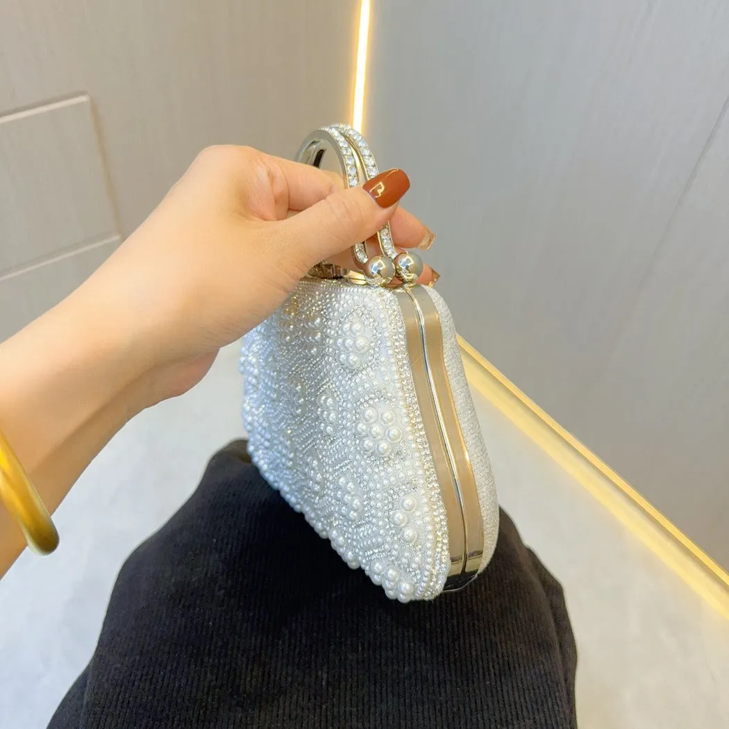 New New retro pearl bag, dinner bag, small hand bag, hand bag, women's cheongsam bag, wedding versatile messenger bag.