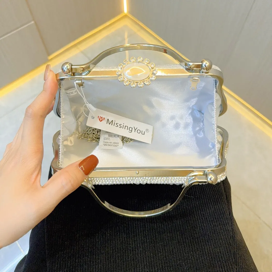 New New retro pearl bag, dinner bag, small hand bag, hand bag, women's cheongsam bag, wedding versatile messenger bag.