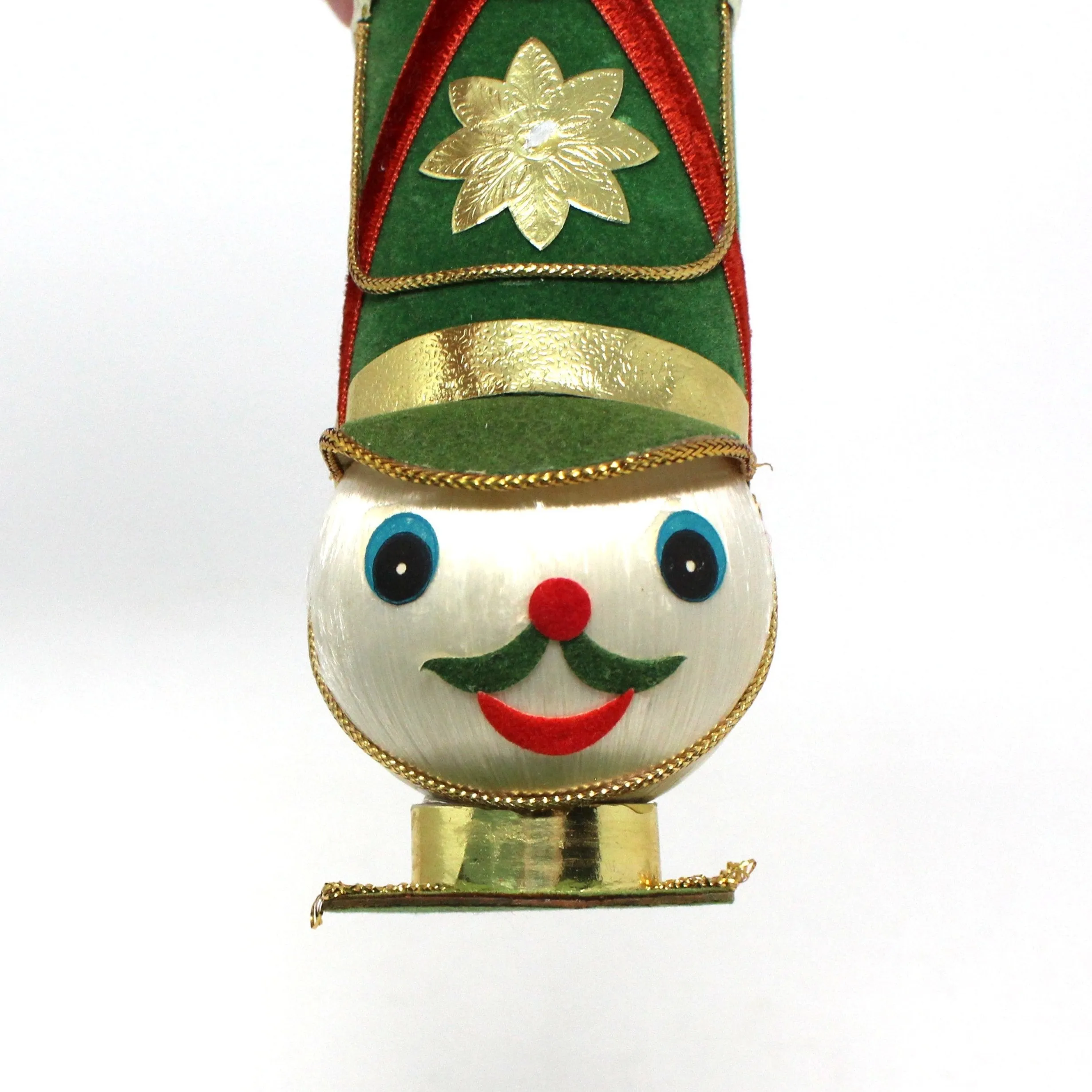 Ornaments, Toy Solider / Drum Major Head, Christmas Satin Ball Head, Kitsch, Vintage