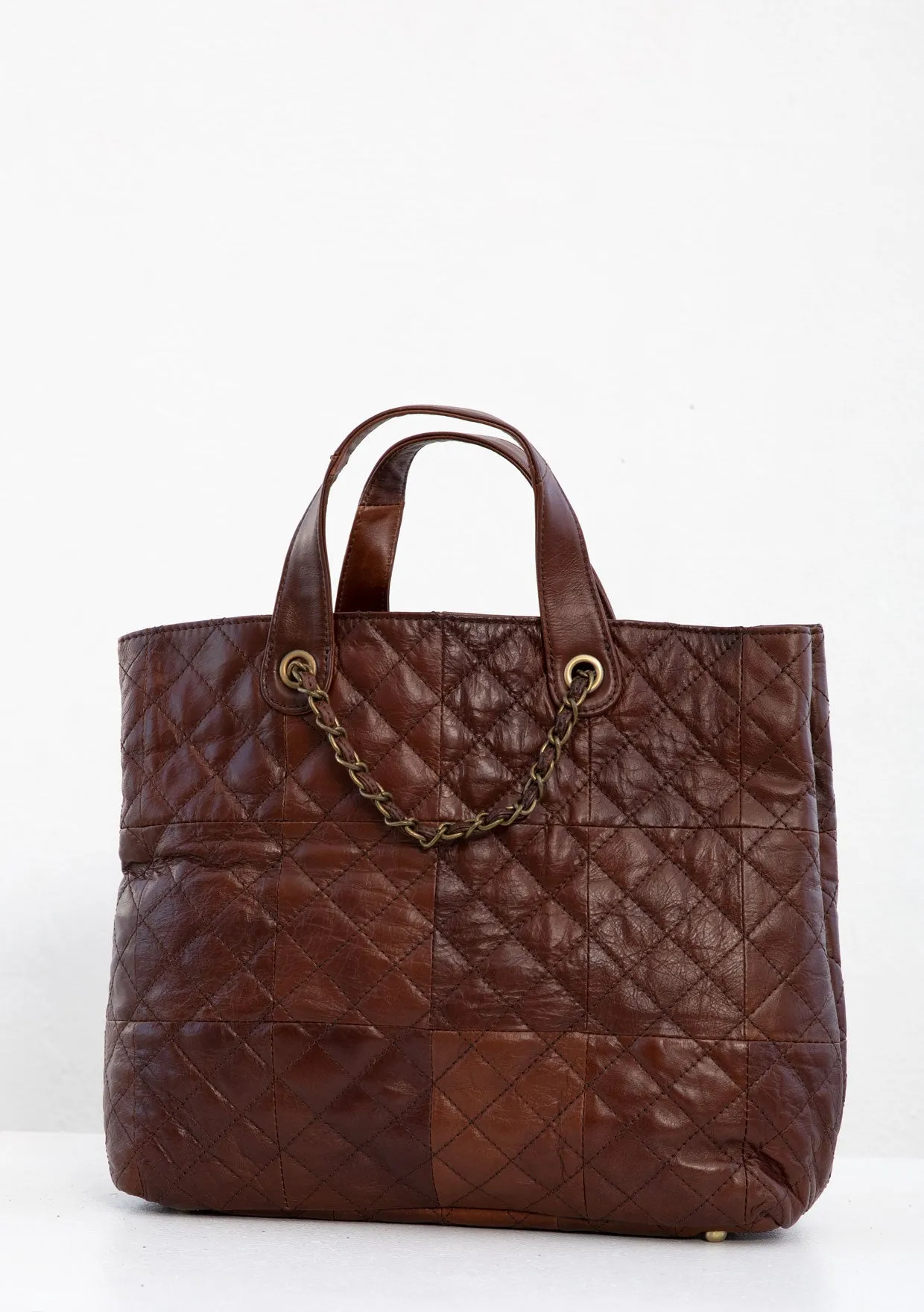 Patchwork Quilted Leather Tote