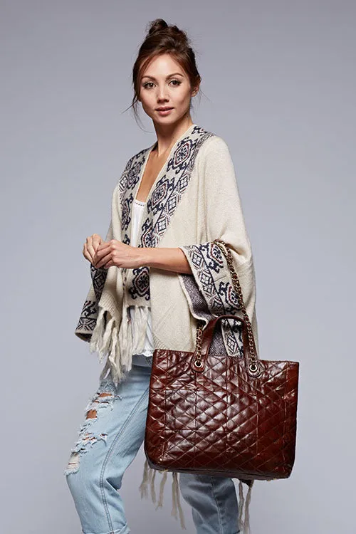 Patchwork Quilted Leather Tote