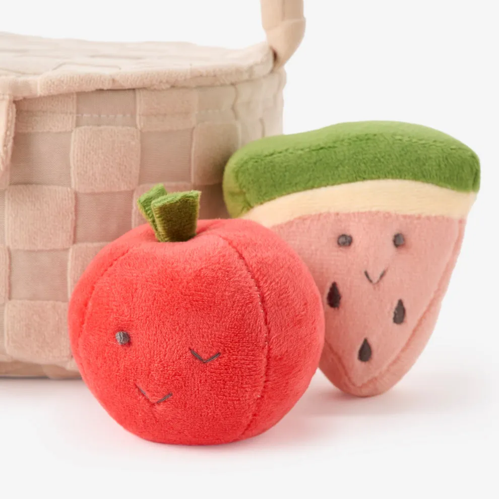 Picnic Basket & Fruits Plush Set