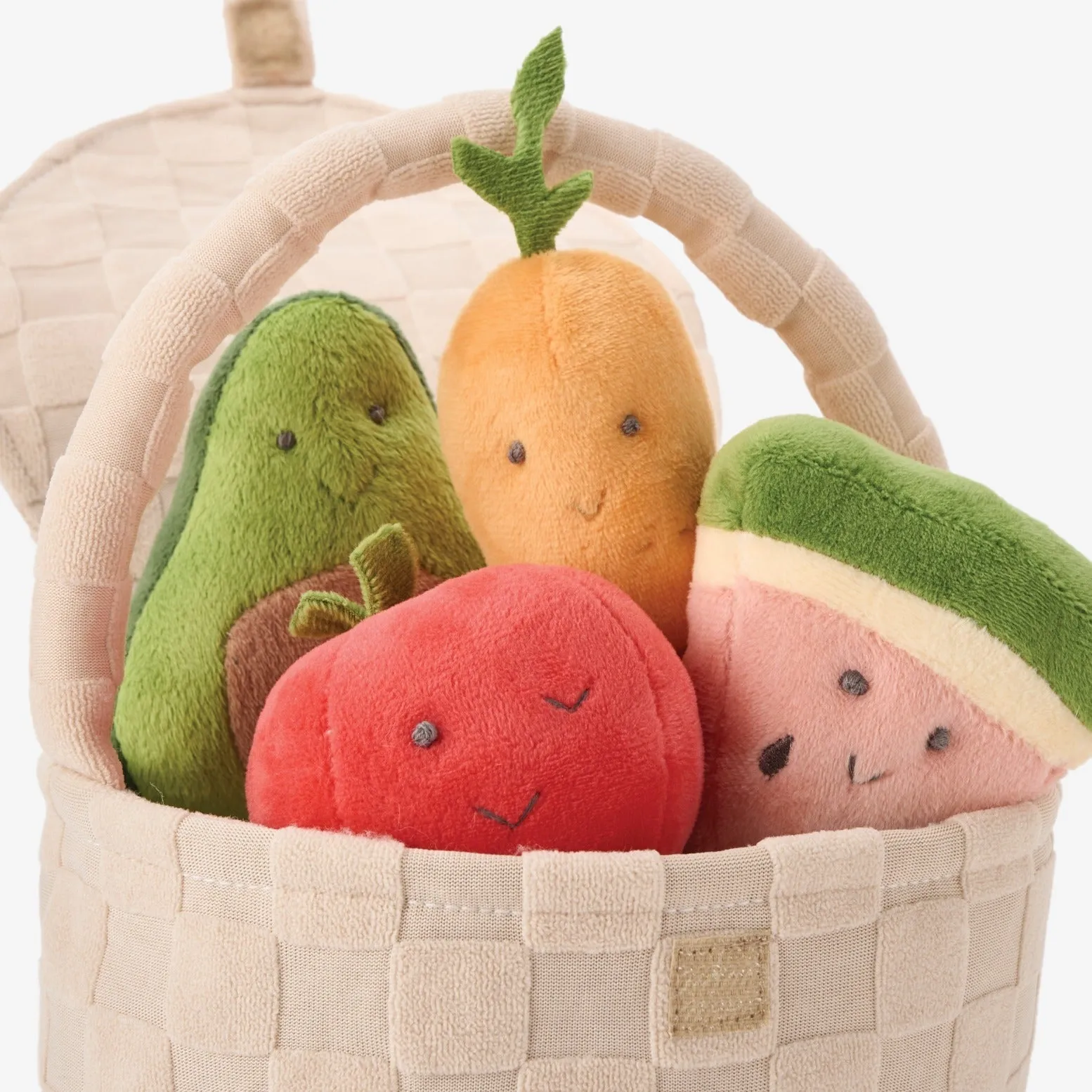 Picnic Basket & Fruits Plush Set