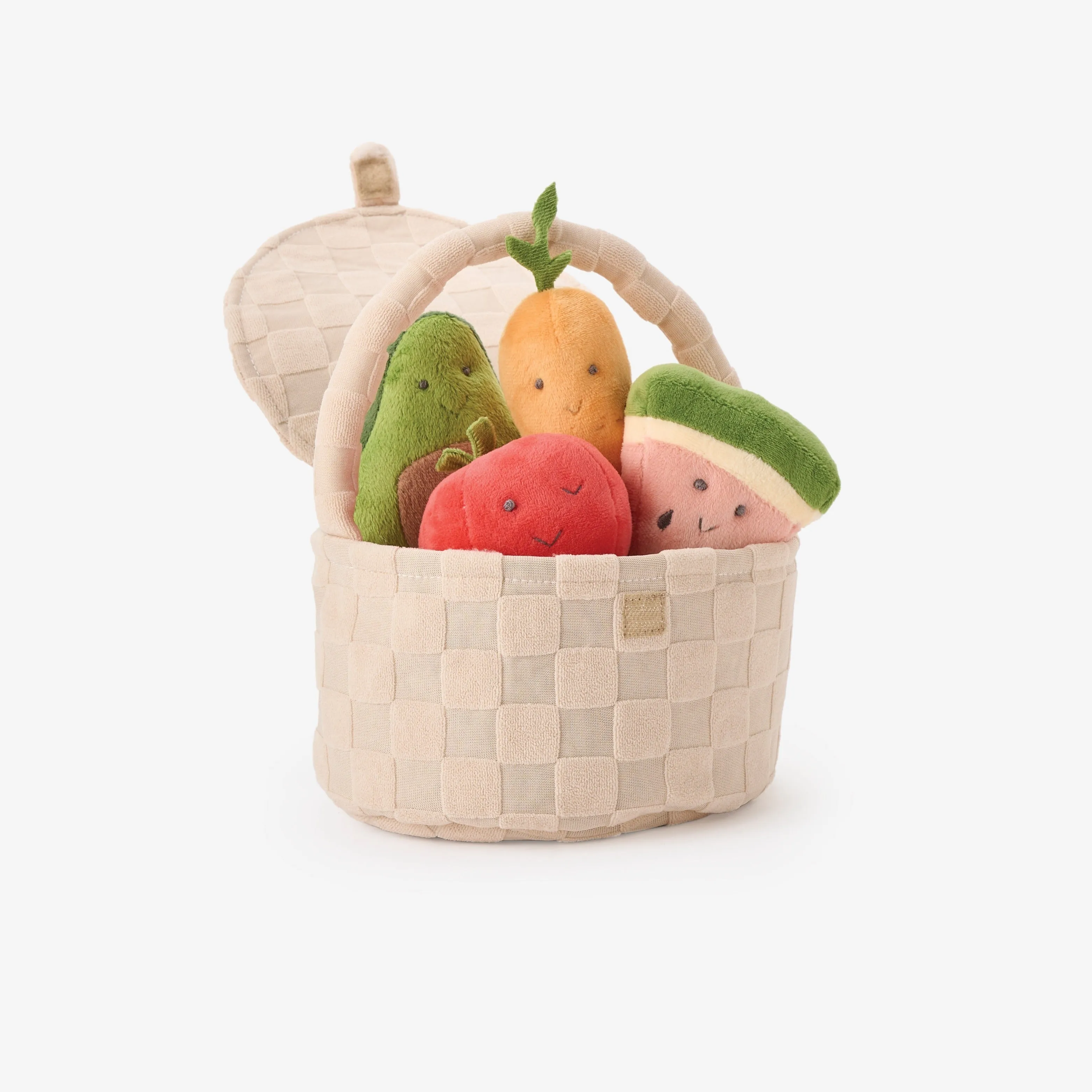 Picnic Basket & Fruits Plush Set