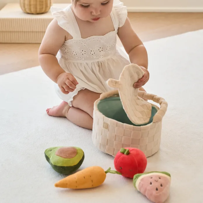 Picnic Basket & Fruits Plush Set