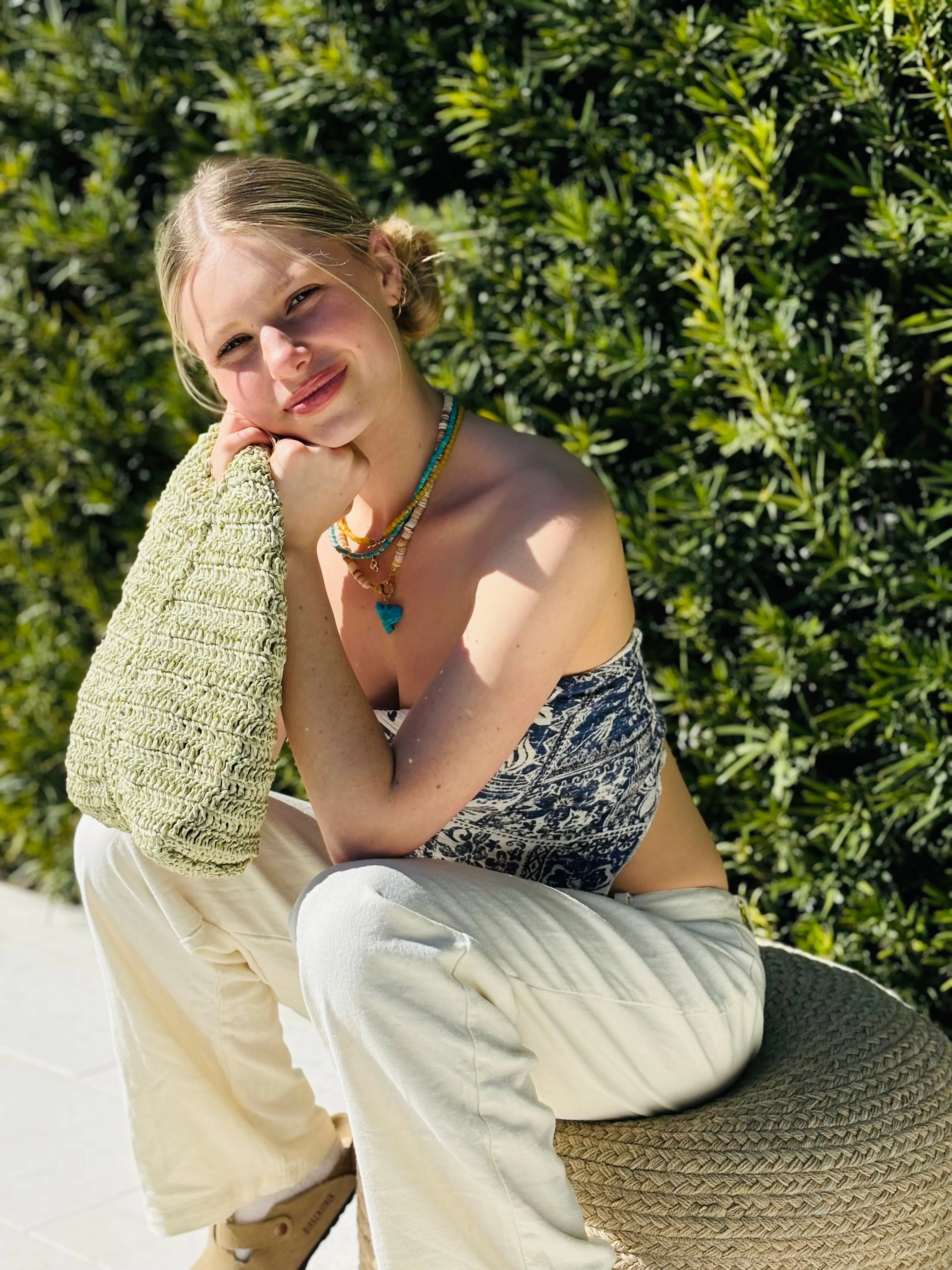 Pistachio Raffia Crochet Bag