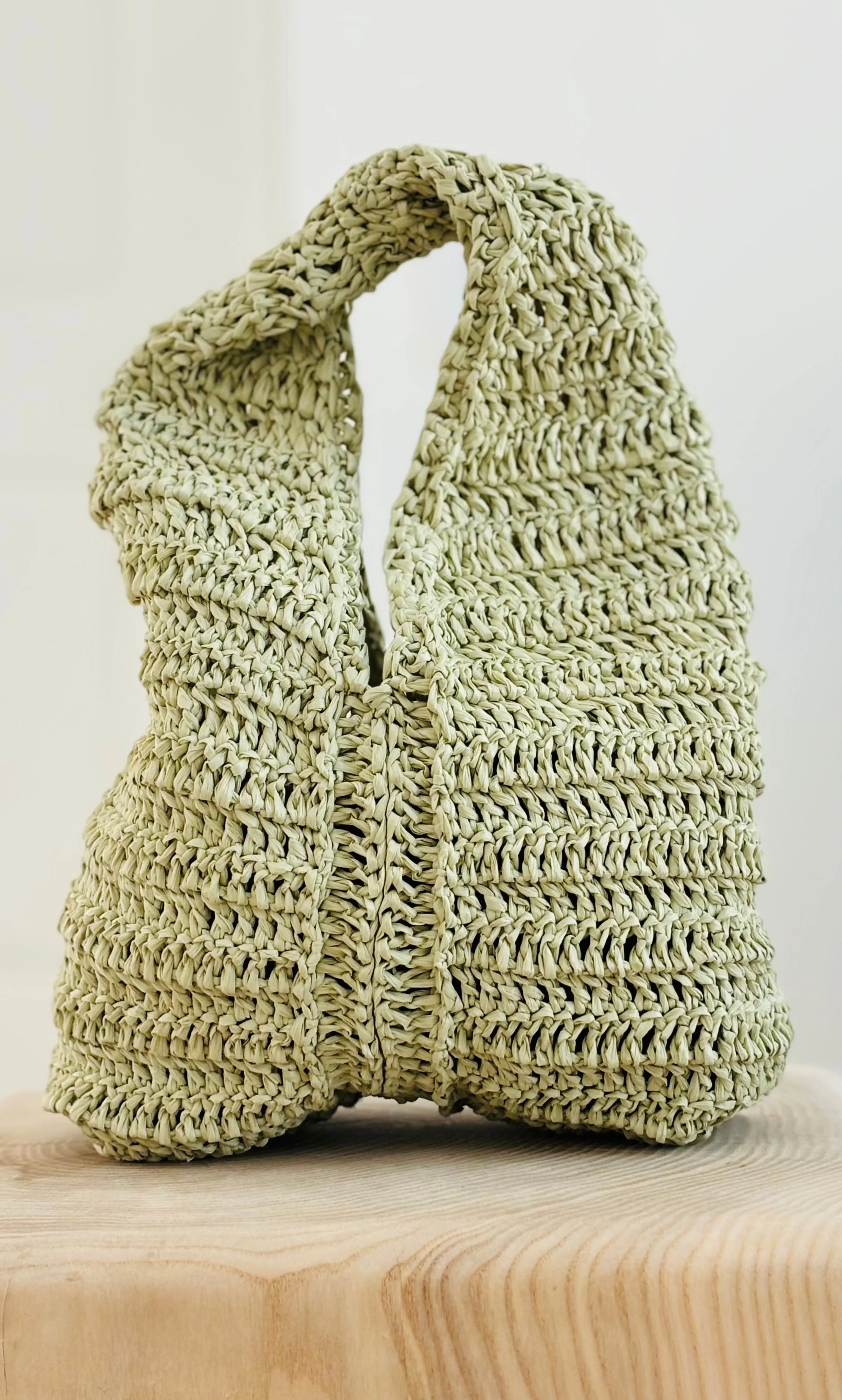 Pistachio Raffia Crochet Bag