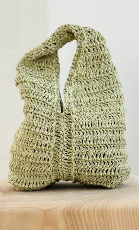 Pistachio Raffia Crochet Bag