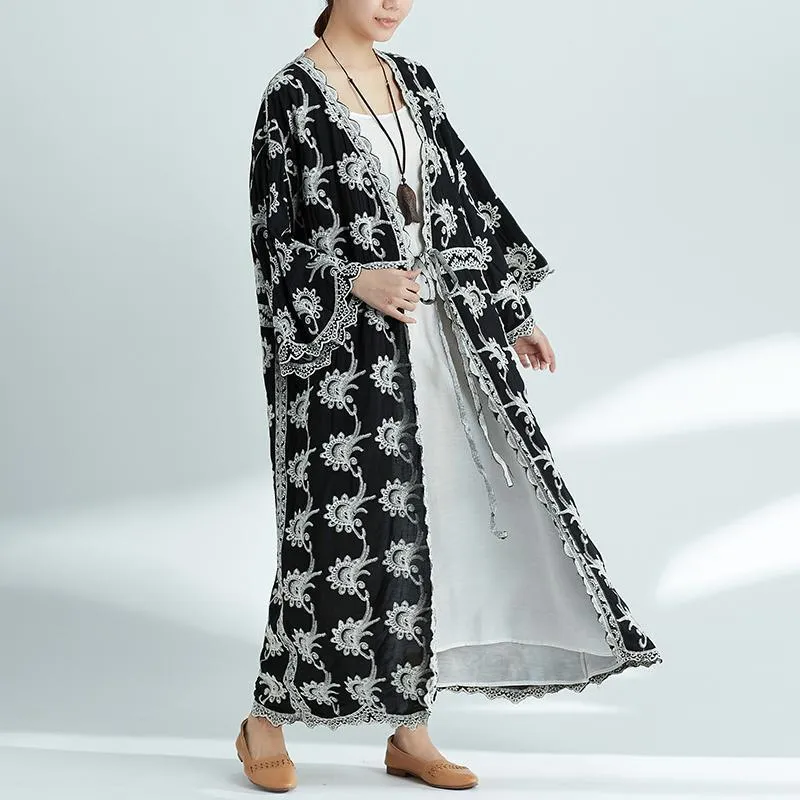 Plus-Size Increase Long Cardigan Tie Shawl National Style Retro Wild Sun Protection Clothing